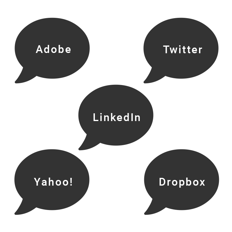 Adobe, Twitter, LinkedIn, Yahoo!, Dropbox